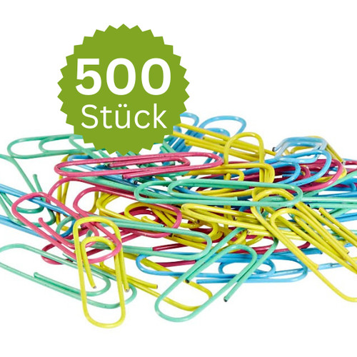 500x büroklammern 27mm - 500x, bunt